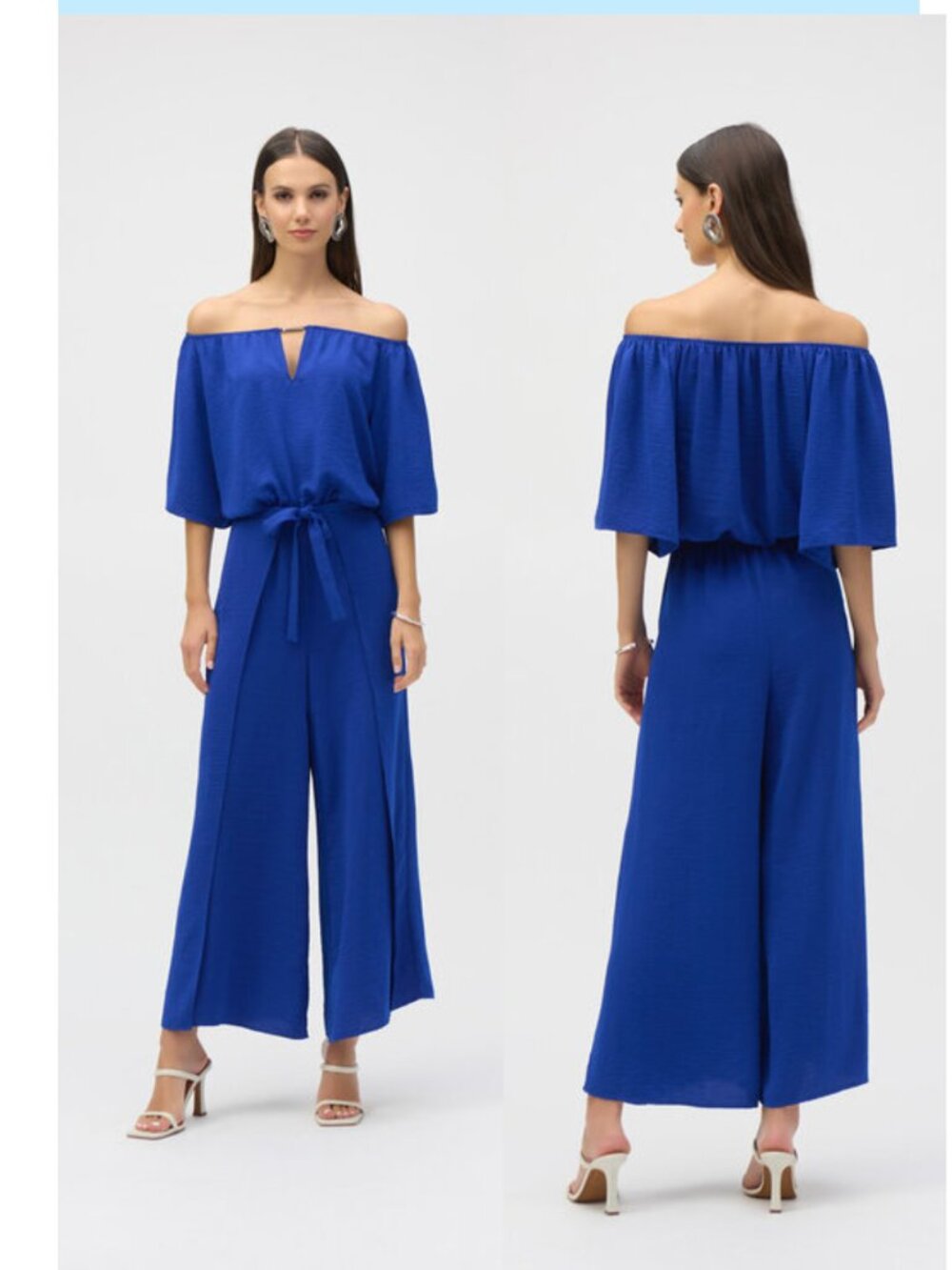 JOSEPH RIBKOFF Royal Sapphire Off Shoulder Jumpsuit Size 4